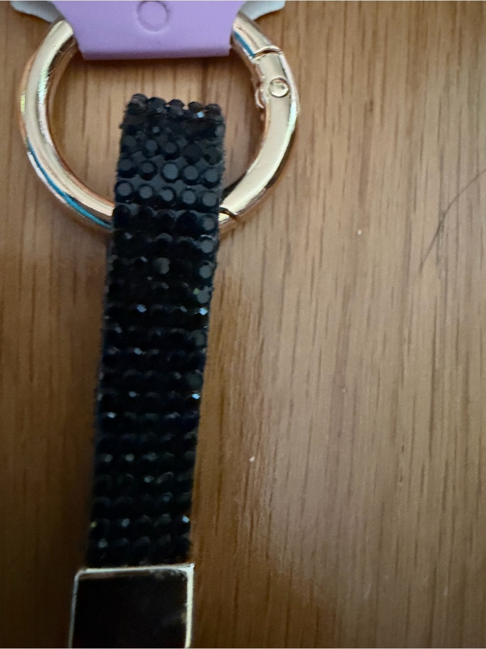 Black Beaded Mini Handbag Keychain with Rhinestones and Strap - NWT - Picture 3 of 3